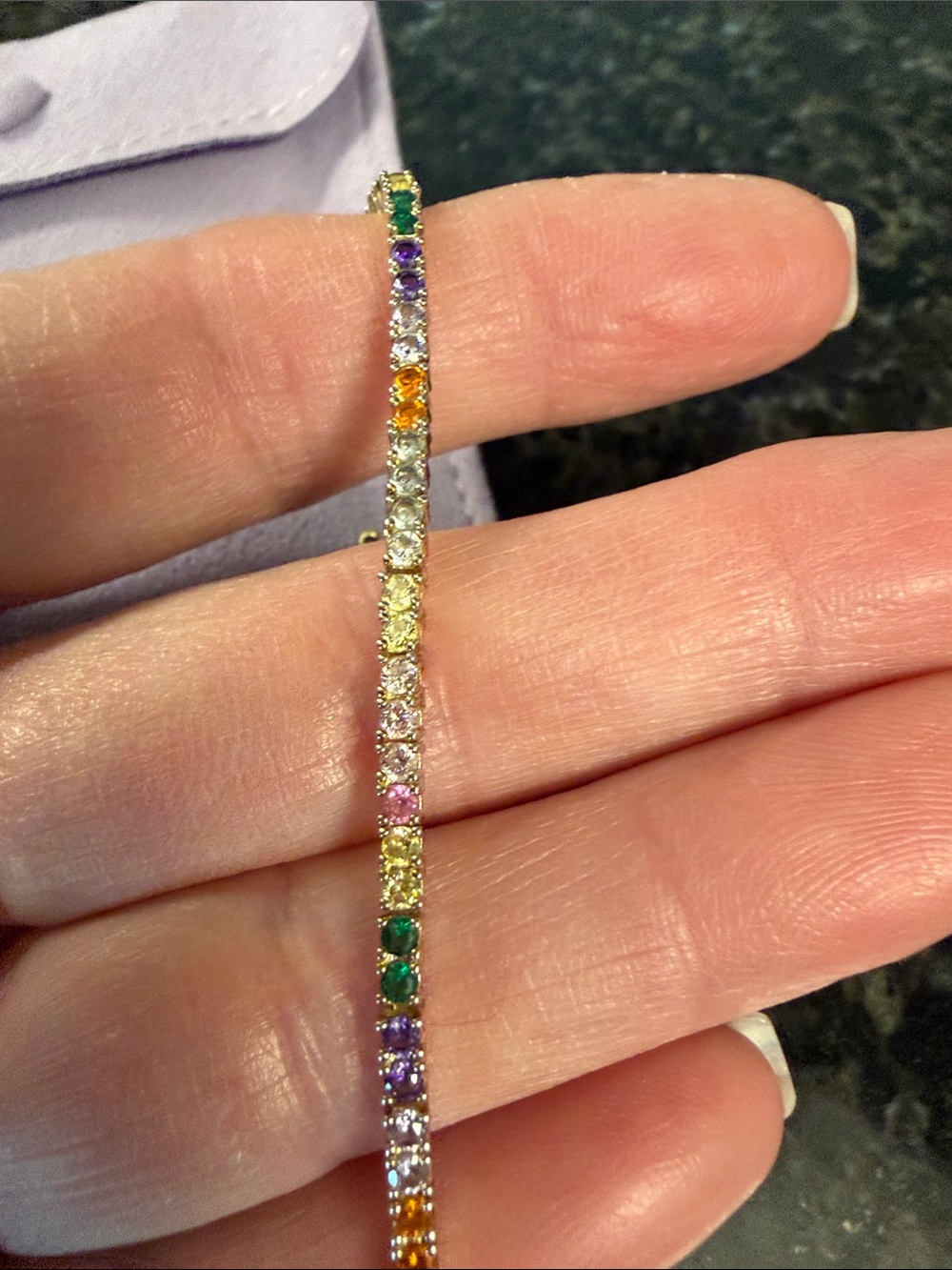 Melinda Maria Multicolor Crystal Tennis Bracelet. - Picture 4 of 4